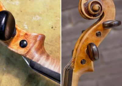 Restauration violon - Vincennes : enture de tête - profil